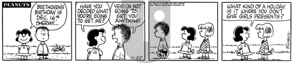 Peanuts - Friday November 25, 1960 Comic Strip