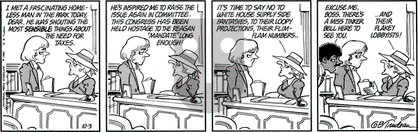 Doonesbury on Thursday October 3, 1985 Comic Strip