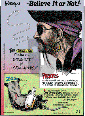 Ripley's Believe It or Not on Thursday February 1, 2018 Comic Strip