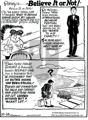 Ripley's Believe It or Not on Wednesday October 18, 2000 Comic Strip