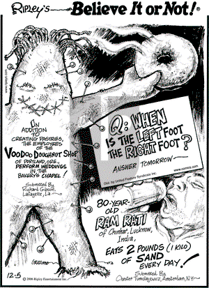 Ripley's Believe It or Not on Tuesday December 5, 2006 Comic Strip