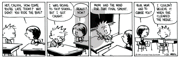 Calvin and Hobbes on Saturday January 21, 1989 Comic Strip