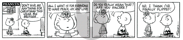 Peanuts - Tuesday December 18, 1973 Comic Strip