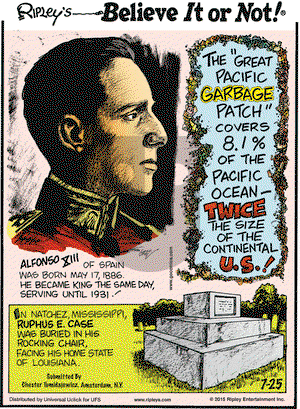 Ripley's Believe It or Not on Saturday July 25, 2015 Comic Strip