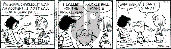 Peanuts - Tuesday April 4, 1989 Comic Strip