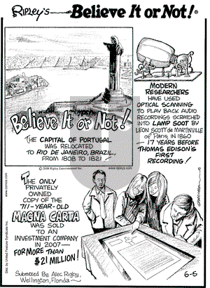 Ripley's Believe It or Not on Thursday June 5, 2008 Comic Strip