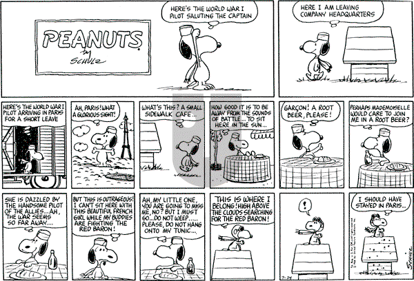 Peanuts - Sunday July 24, 1966 Comic Strip