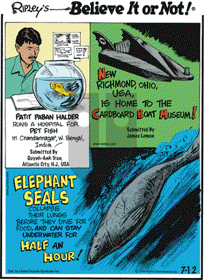 Ripley's Believe It or Not on Monday July 12, 2010 Comic Strip