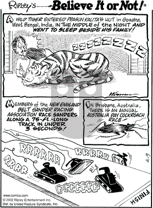 Ripley's Believe It or Not on Tuesday April 9, 2002 Comic Strip