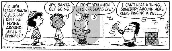 Peanuts - Monday December 24, 1990 Comic Strip
