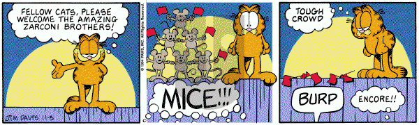 Garfield on Thursday November 3, 1994 Comic Strip