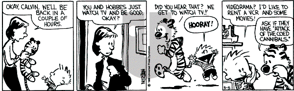 Calvin and Hobbes - Wednesday March 5, 1986 Comic Strip