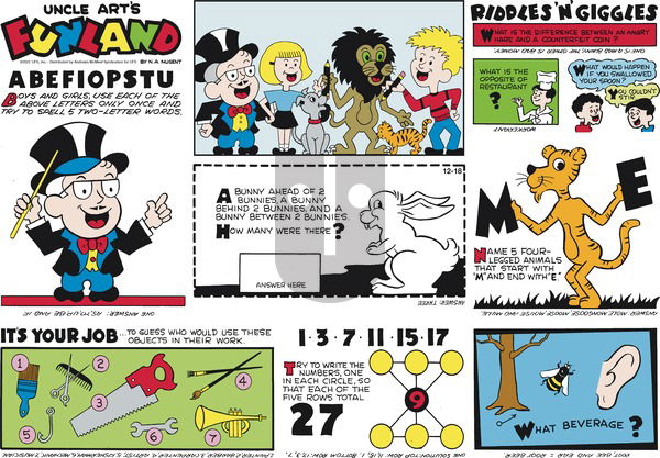 Uncle Art's Funland on Sunday December 18, 2022 Comic Strip