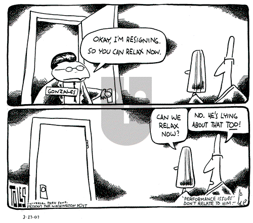 Tom Toles on Tuesday March 27, 2007 Comic Strip