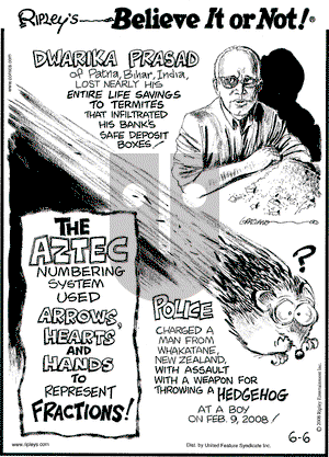 Ripley's Believe It or Not on Friday June 6, 2008 Comic Strip