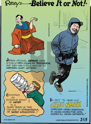 Ripley's Believe It or Not on Saturday February 15, 2020 Comic Strip