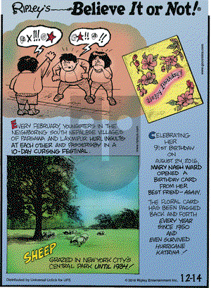 Ripley's Believe It or Not on Wednesday December 14, 2016 Comic Strip