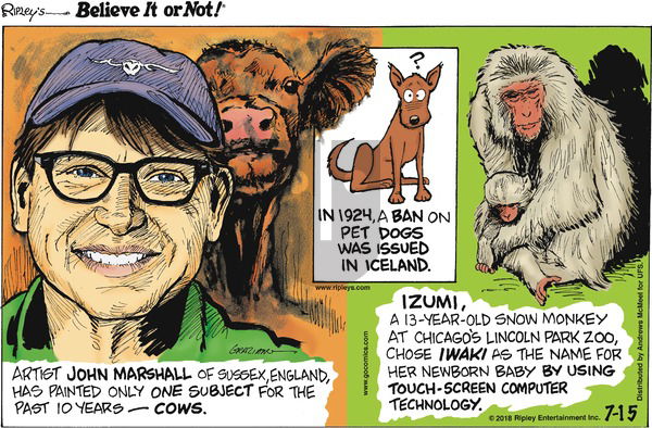 Ripley's Believe It or Not on Sunday July 15, 2018 Comic Strip