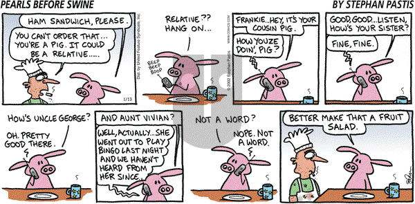 Pearls Before Swine on Sunday January 13, 2002 Comic Strip