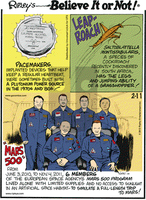 Ripley's Believe It or Not on Saturday February 11, 2012 Comic Strip