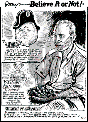 Ripley's Believe It or Not - Thursday December 7, 2006 Comic Strip