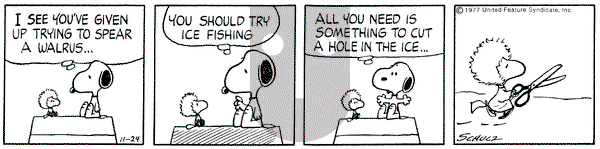 Peanuts on Thursday November 24, 1977 Comic Strip