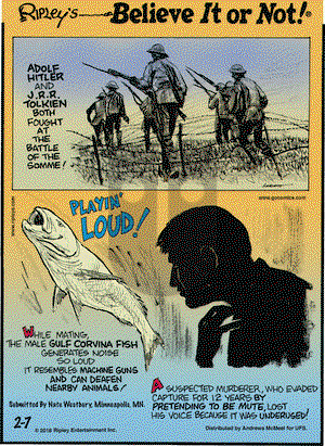Ripley's Believe It or Not on Wednesday February 7, 2018 Comic Strip