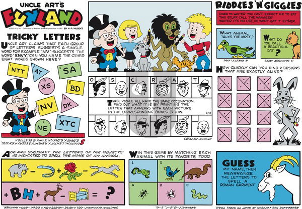 Uncle Art's Funland on Sunday March 12, 2023 Comic Strip