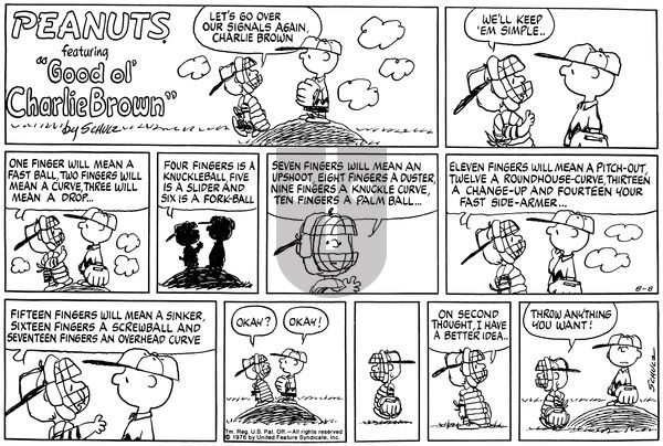 Peanuts on Sunday August 8, 1976 Comic Strip