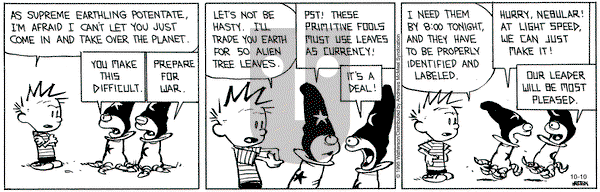 Calvin and Hobbes on Friday October 10, 2025 Comic Strip