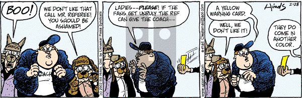 Cleats on Thursday February 28, 2002 Comic Strip