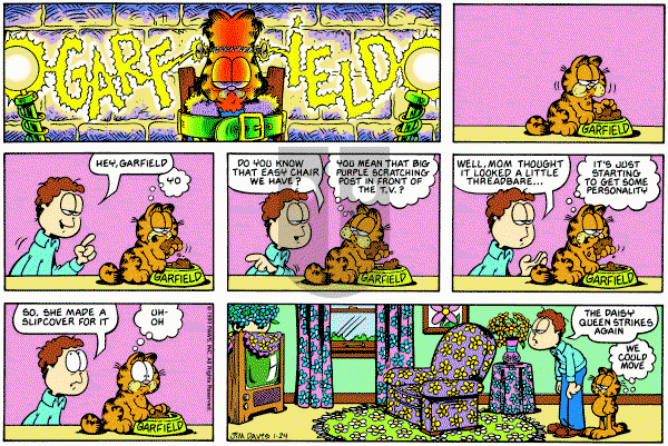 Garfield on Sunday January 24, 1993 Comic Strip