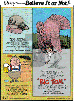 Ripley's Believe It or Not on Tuesday June 29, 2021 Comic Strip