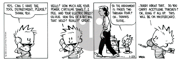 Calvin and Hobbes on Monday January 23, 1989 Comic Strip