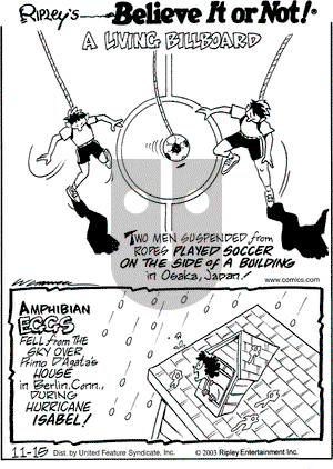 Ripley's Believe It or Not on Saturday November 15, 2003 Comic Strip