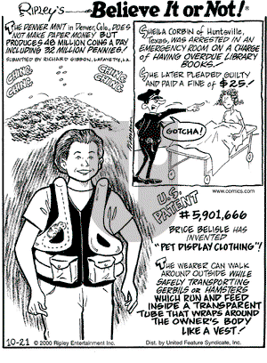Ripley's Believe It or Not on Saturday October 21, 2000 Comic Strip