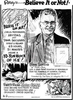 Ripley's Believe It or Not on Thursday June 2, 2005 Comic Strip