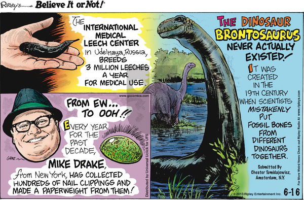 Ripley's Believe It or Not on Sunday June 16, 2013 Comic Strip