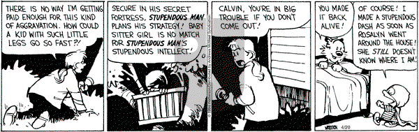 Calvin and Hobbes - Saturday April 20, 2024 Comic Strip