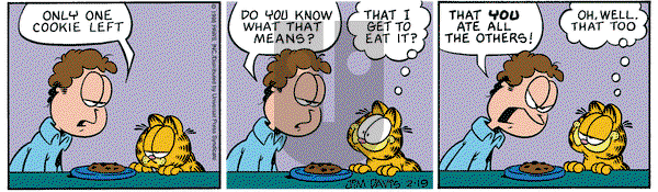 Garfield on Monday February 19, 1996 Comic Strip