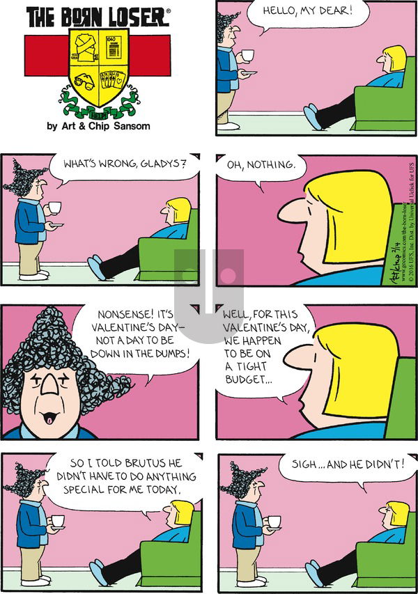 The Born Loser on Sunday February 14, 2016 Comic Strip