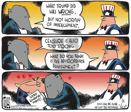 Tom Toles on Wednesday February 5, 2020 Comic Strip