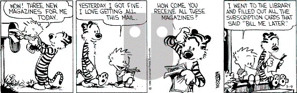 Calvin and Hobbes - Friday May 9, 1986 Comic Strip
