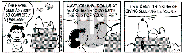 Peanuts - Saturday December 29, 1990 Comic Strip