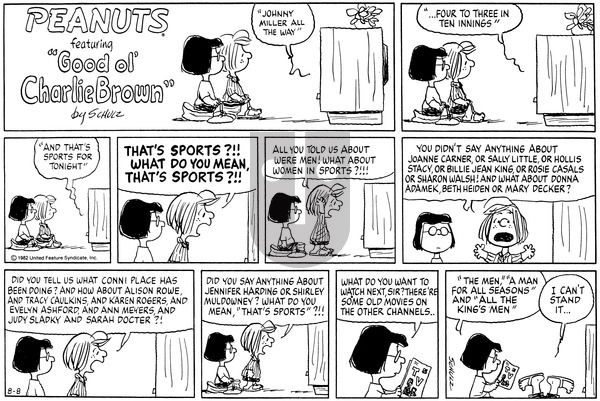 Peanuts on Sunday August 8, 1982 Comic Strip