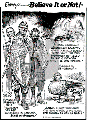 Ripley's Believe It or Not on Monday June 9, 2008 Comic Strip