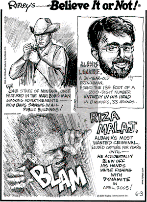 Ripley's Believe It or Not on Friday June 3, 2005 Comic Strip