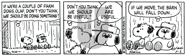 Peanuts on Monday May 2, 1994 Comic Strip