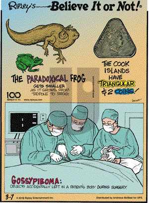 Ripley's Believe It or Not on Thursday March 7, 2019 Comic Strip