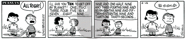 Peanuts on Thursday June 26, 1958 Comic Strip